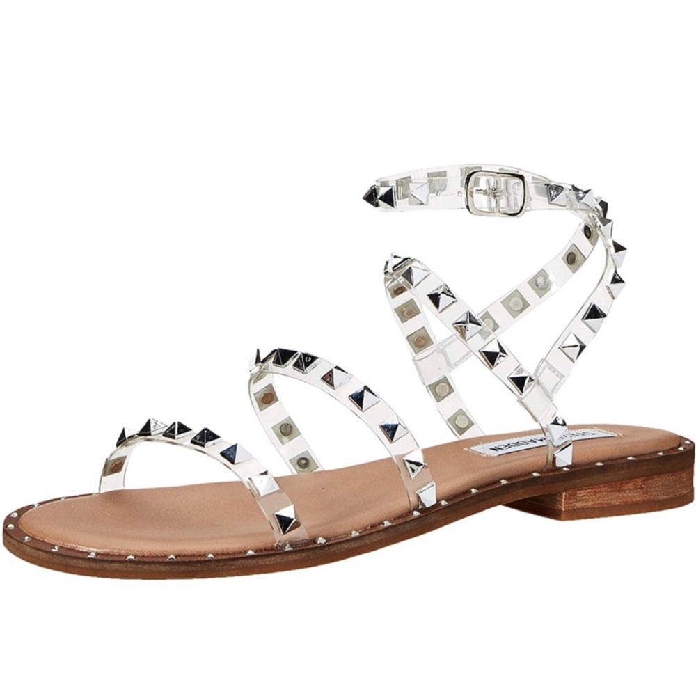 Steve Madden White Silver Gladiator Sandals